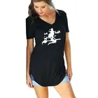 Женская хлопковая футболка с коротким рукавом и V-образным вырезом