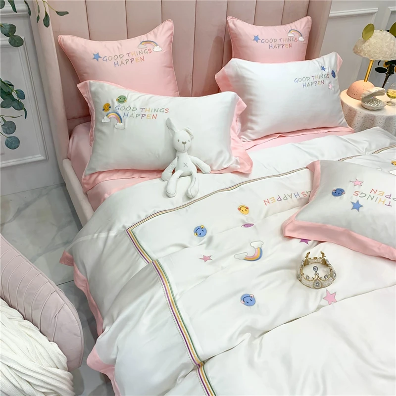 Роскошный Семейный комплект из 4/7 предметов 600TC простыня наволочка вышитые