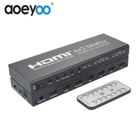 aoeyoo hdmi splitter switcher 2 0 4x2 matrix support 4k60 yuv444 hdr arc digital video with spdif optical toslink remote