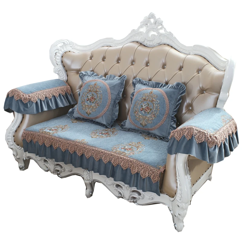 

European Style Sofa Cushion Luxury Chenille Anti-Slip Sofa Towel