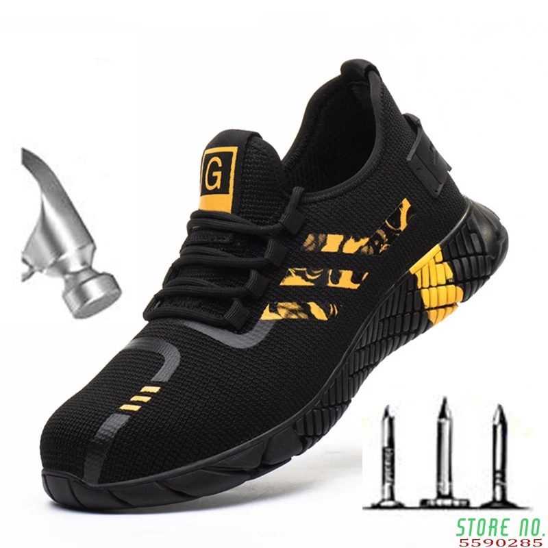 

Мужские легкие кроссовки, дышащая сетчатая обувь для защиты от пирсинга, с разрушаемым стальным носком, мягкие рабочие ботинки H555