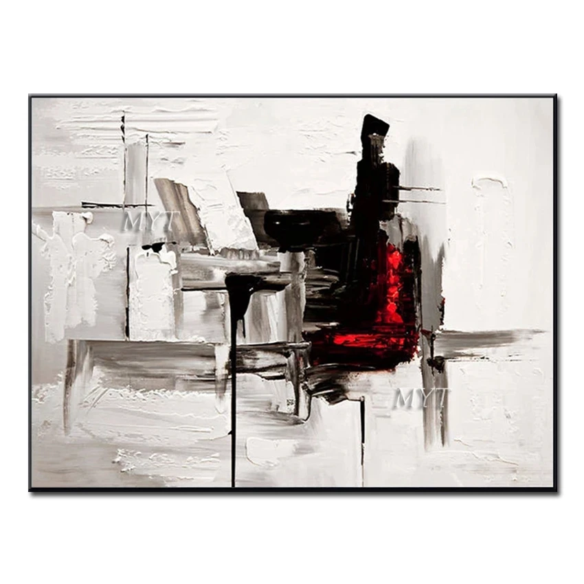 Черная Толстая текстурированная масляная живопись 100% ручная роспись настенное