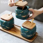 Нордический креативный керамический золотой мраморный набор для приправ, домашний кухонный шейкер для соли, органайзер для хранения, пищевой контейнер