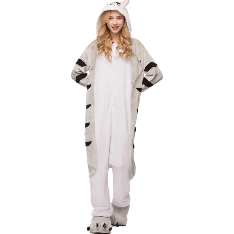 Adults Animal Pajamas Women Sleepwear kigurumi All in One Pyjama Animal Suits Chis Cat Sweet Home Cosplay Cartoon Hooded Pijama