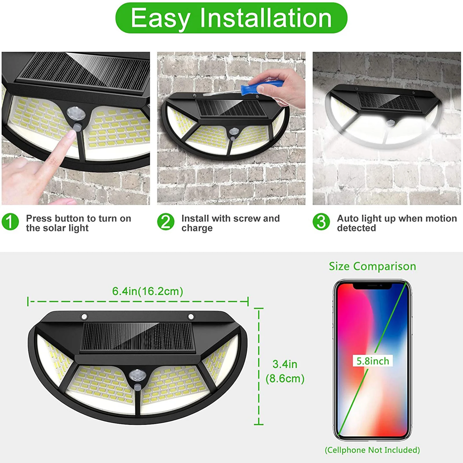 Светодиодный солнечный светильник режима на открытом воздухе Водонепроницаемый