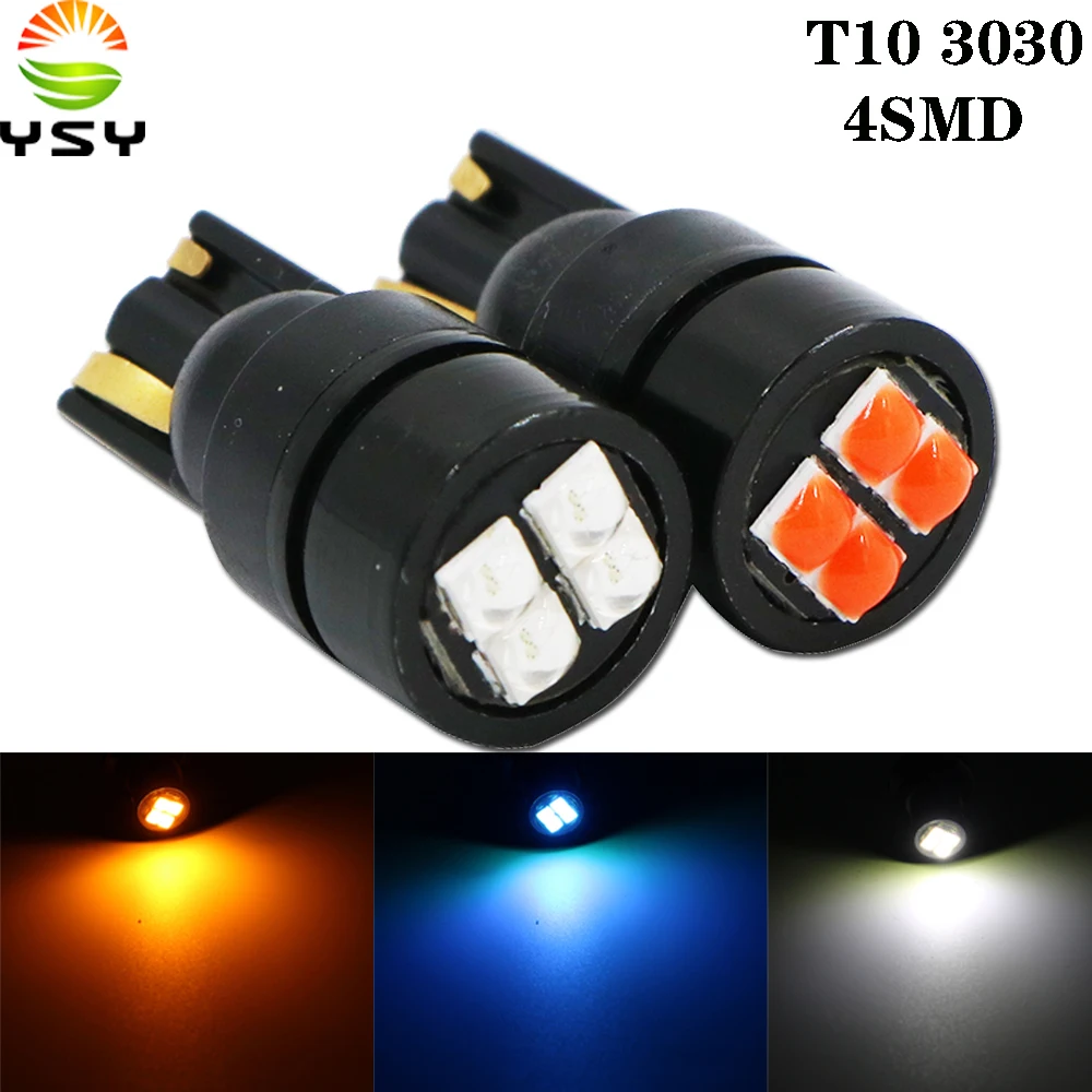 

YSY 20 шт. T10 светодиодная сигнальная лампа T10 Led W5W 3030 4SMD 168 194 для автоматического освещения, лампа для чтения 12 В, белая