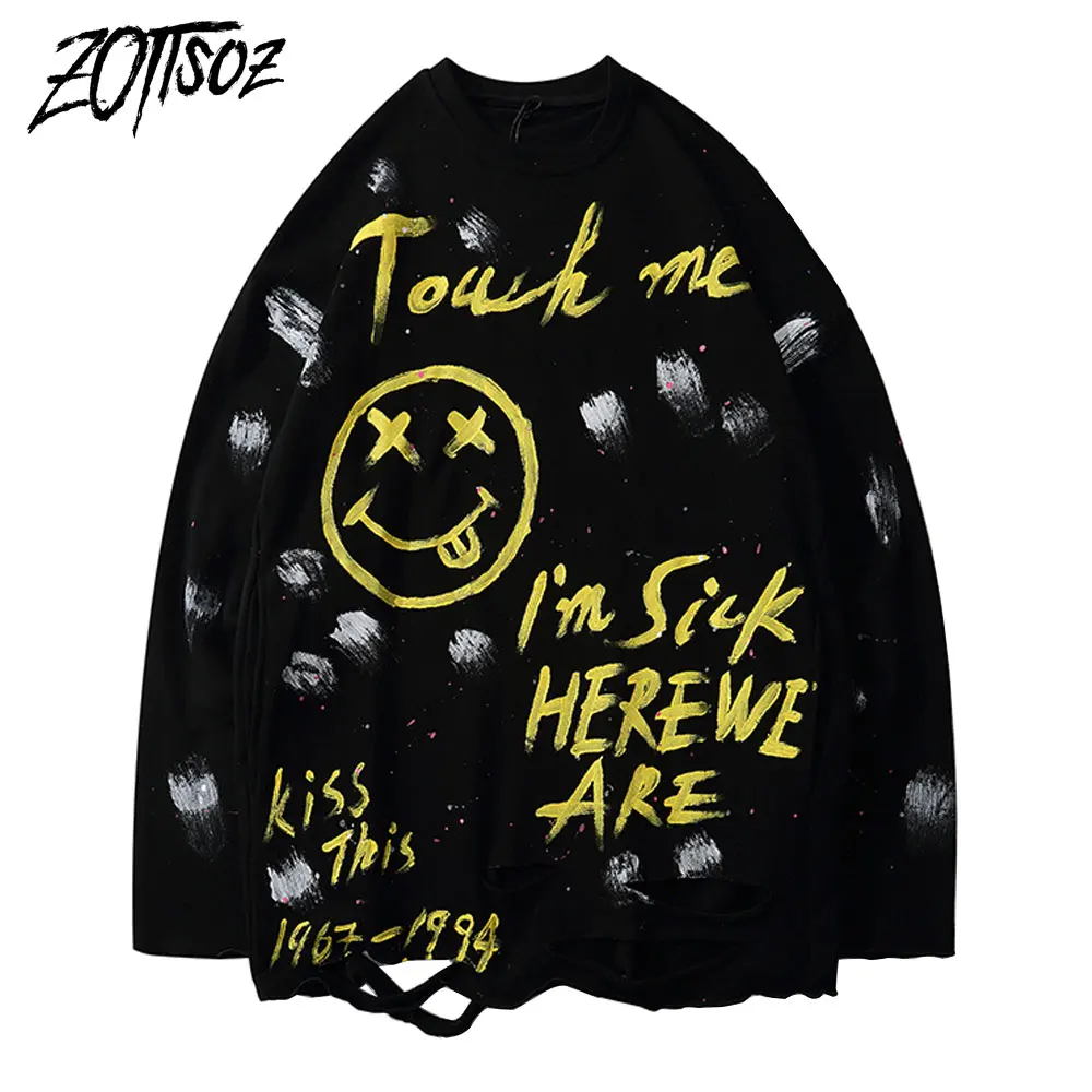 Толстовка Мужская/Женская рваная с капюшоном уличная одежда в стиле хип хоп