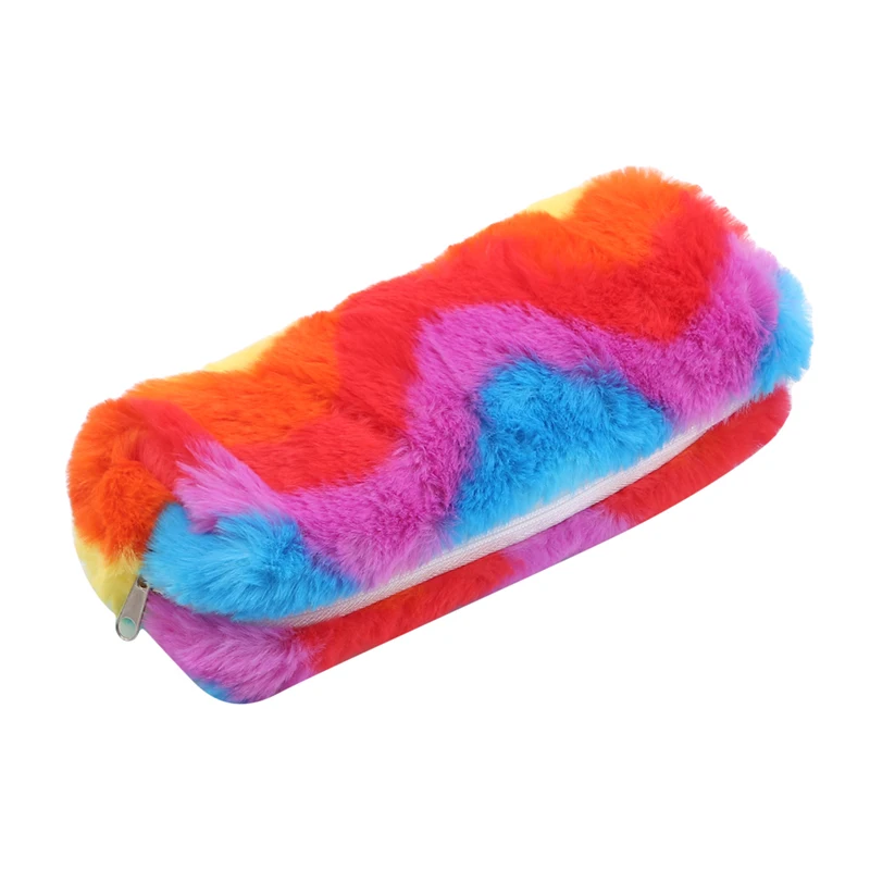 

Stationery Storage Case Cute Plush Pencil Box Rainbow Large Capacity Pencil Case For Girls Gifts School Office Supplies