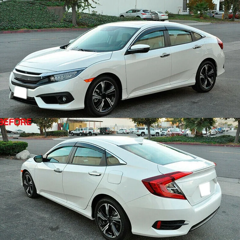 Sedan Window Visor Trim Chrome Overlay Black for 16-19 Honda Civic | Автомобили и мотоциклы