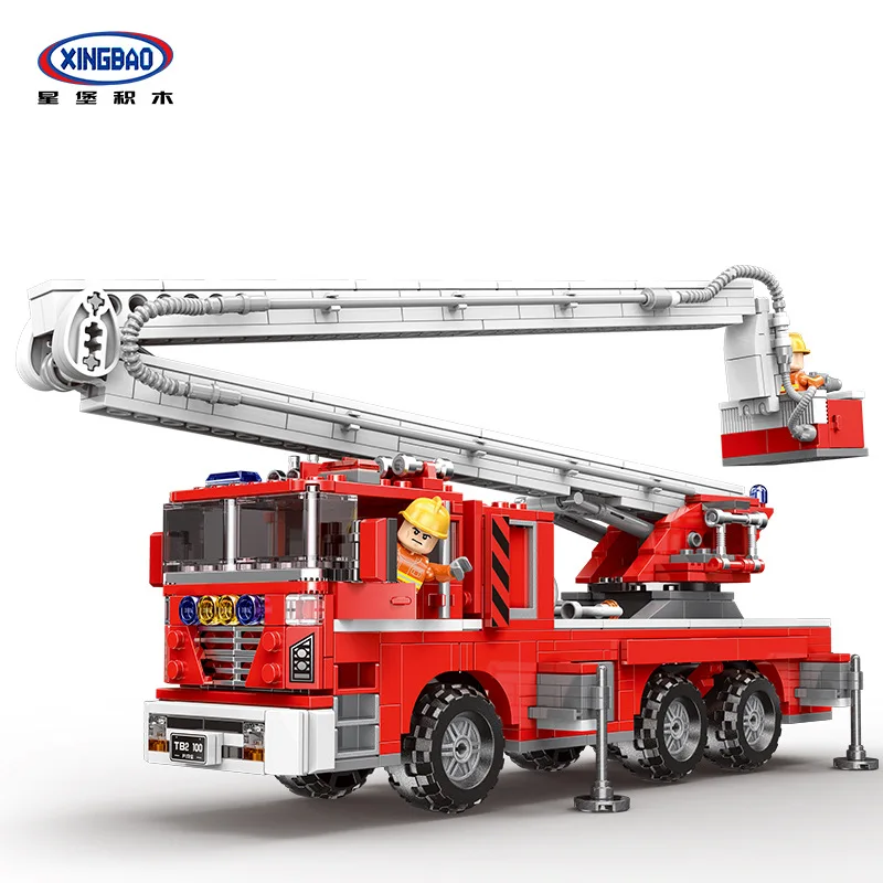 

Puzzle building blocks toys ladder fire engine city building blocks carrying boys 6-year-olds toys assembled children