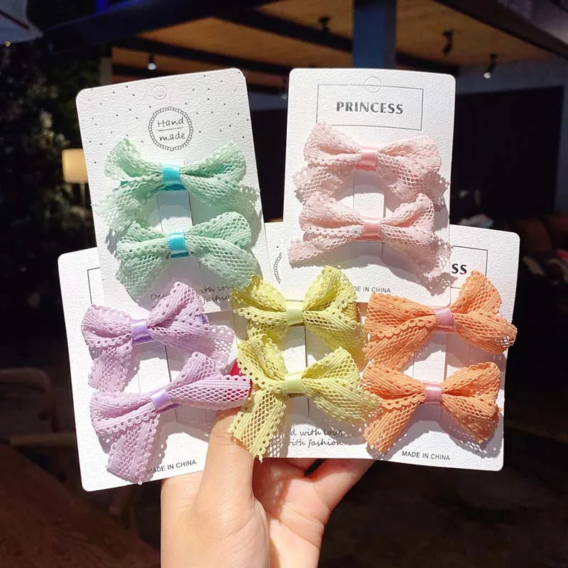 

1/2 pcs/set Summer Hollow Lace Hair Bows Sweet Hair Clips Handmade Fabric Cotton Hairpins Hair Accessories For Girls Headwear