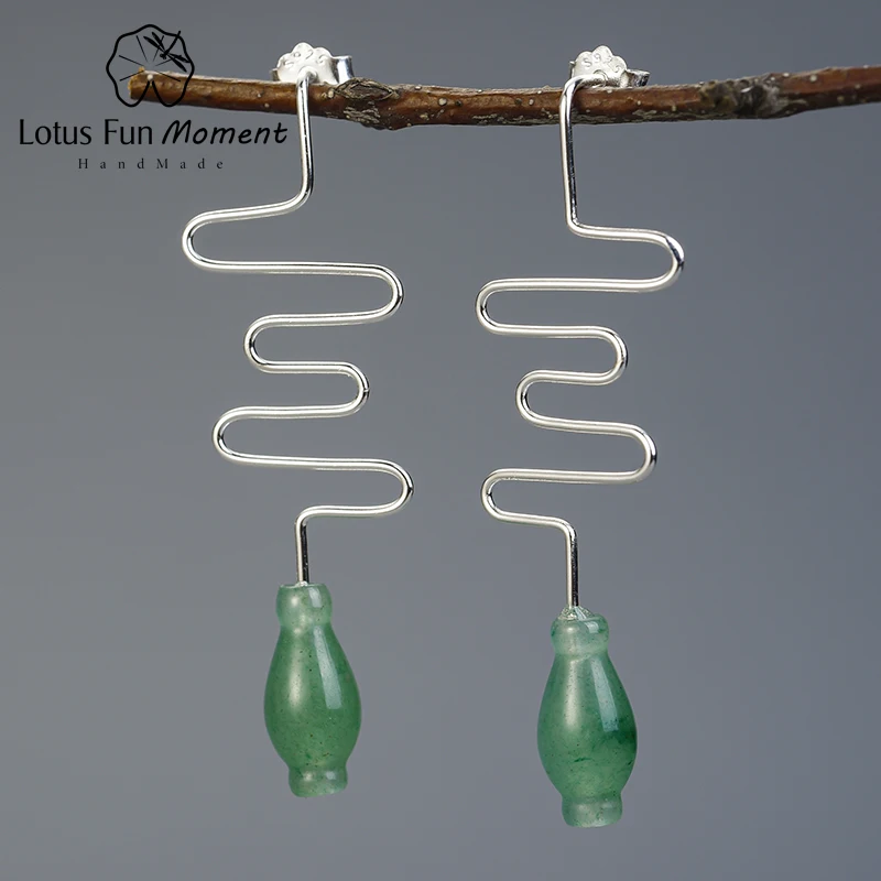 Lotus весело момент Настоящее серебро 925 проба Натуральный авантюрин ручной работы