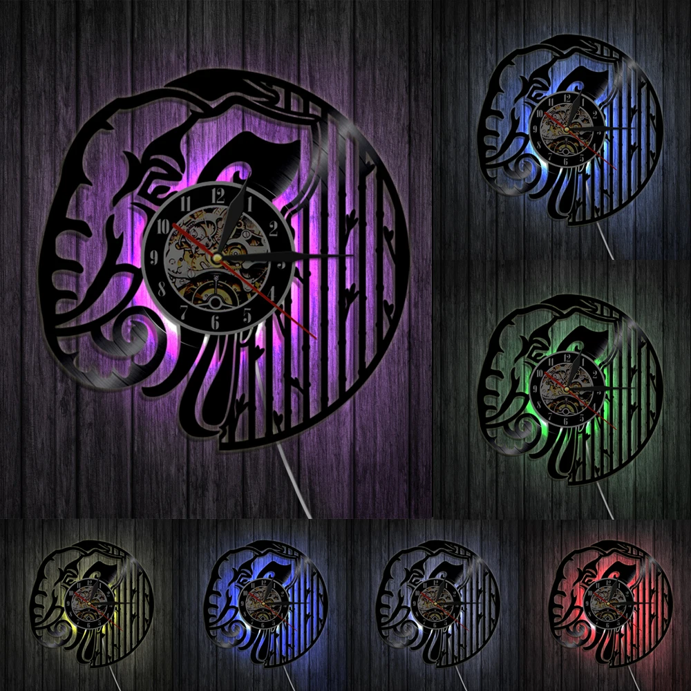 Винтажные настенные часы в стиле ретро с виниловой пластиной и африканским