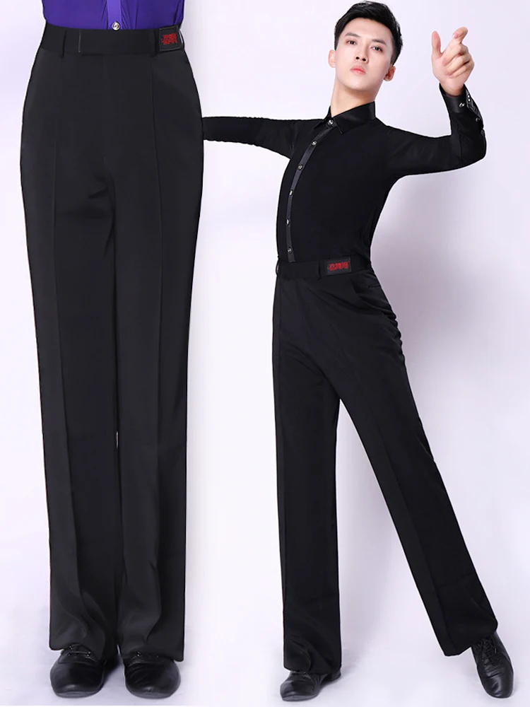 Брюки для латинских танцев черные плотные брюки с карманами Мужская одежда