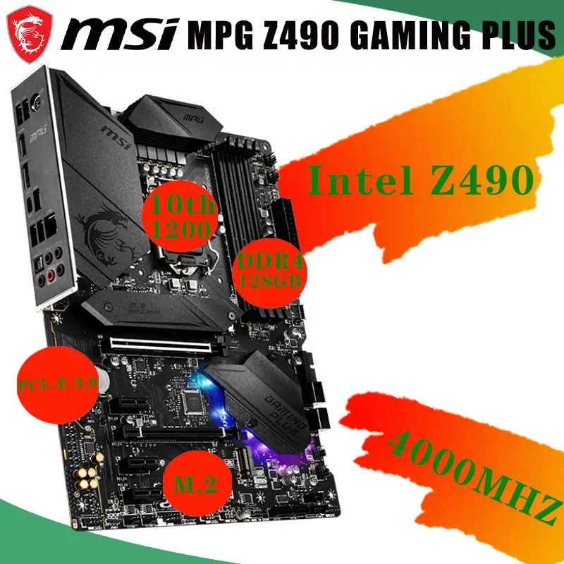 Günstig MSI MPG Z490 GAMING PLUS Desktop Motherboard LGA 1200 Unterstützung Dual Channel DDR4 I9 128GB PCI-E 3,0 M.2 Intel Z490 ATX Mainboard