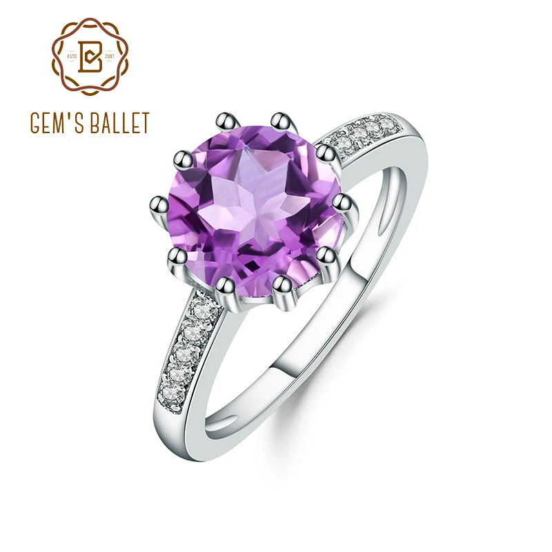 

GEM'S BALLET 585 14K 10K 18K Gold 925 Silver Ring Natural Amethyst Gemstone Rings Classic Engagement Ring for Women Fine Jewelry