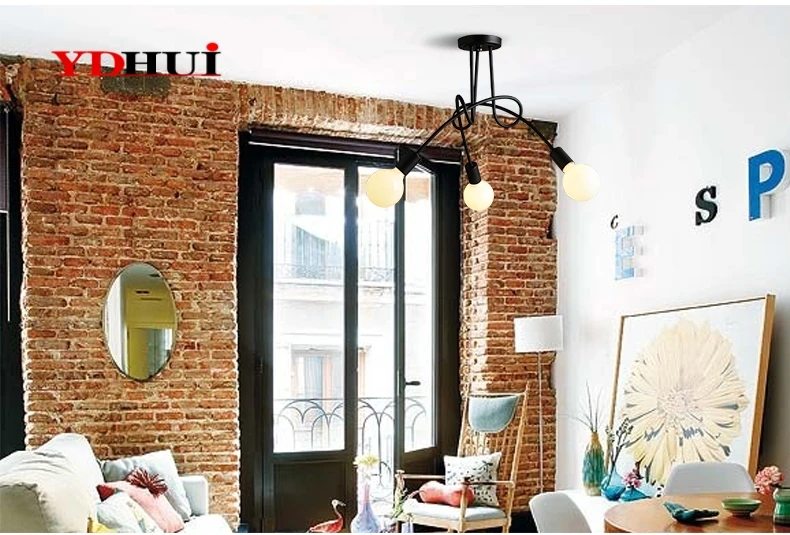 

Hanging chandelier Bending iron ceiling light Vintage lighting fixtures Suspension Lamp minimalist industrial home chandeliers