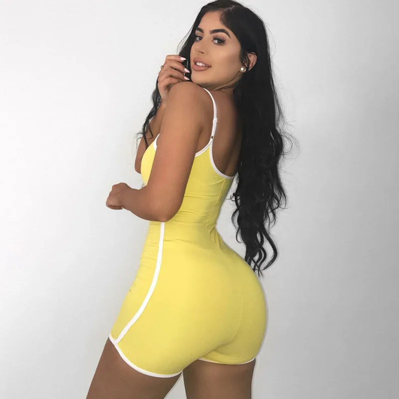 

Imcute Women Sleeveless V-neck Bodysuit Rompers Summer Casual Bodycon Clubwear Streetwear Jumpsuit Trousers