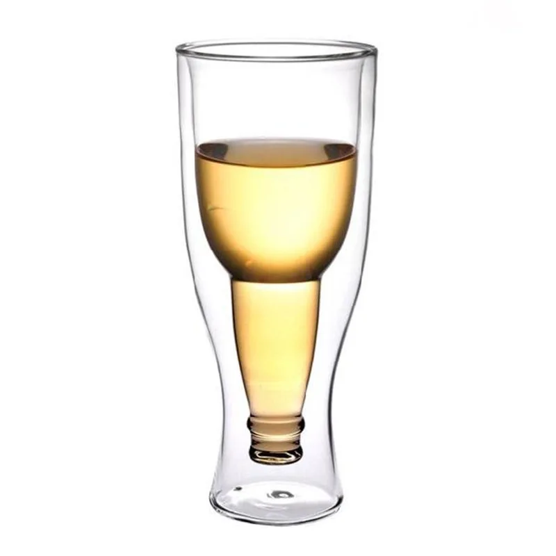 

Creative Flip Beer Mug Upside Down Juice Drink Water Cup Whiskey Champagne Glass Bar Restaurant Transparent Double Glass Cup