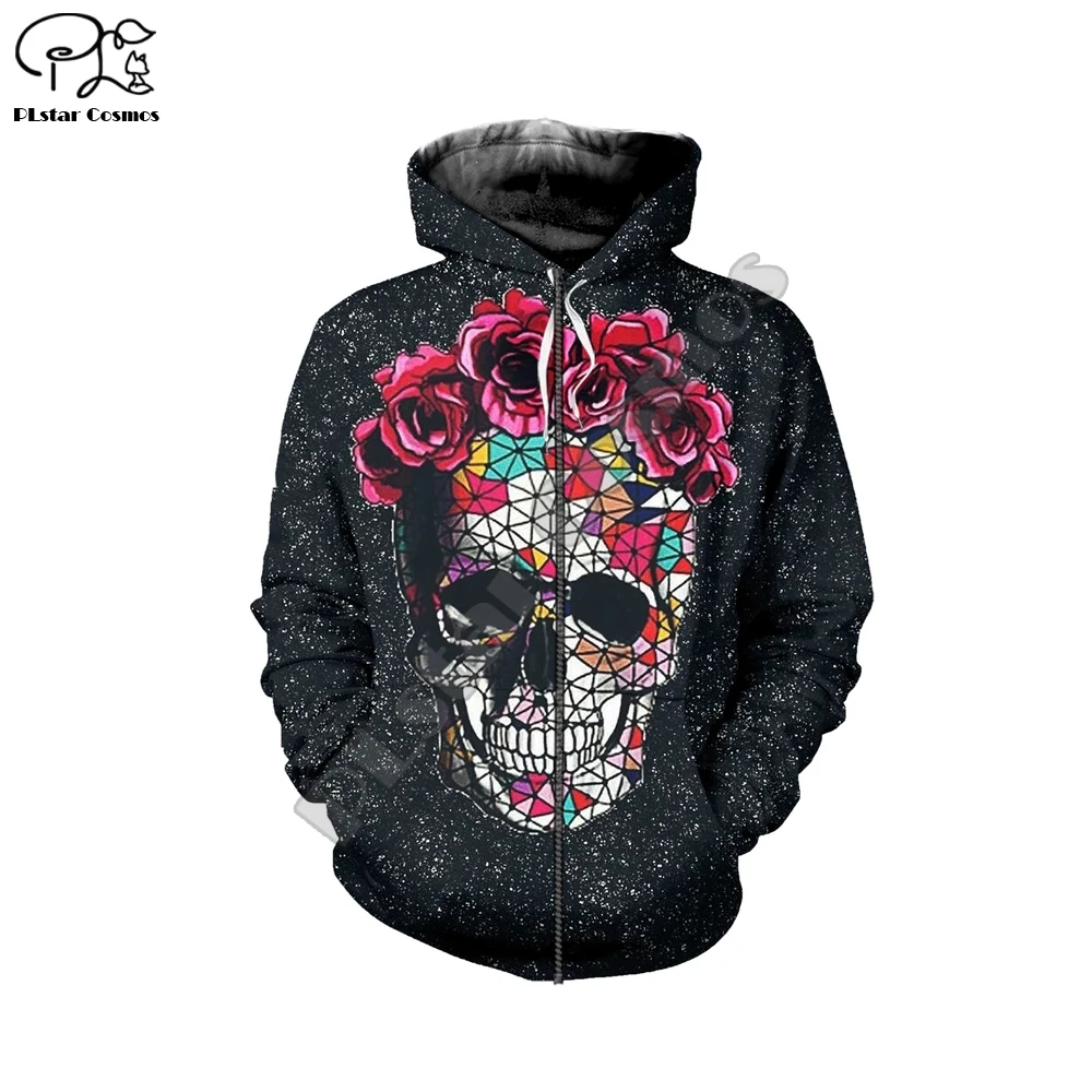 

PLstar Cosmos 3DPrint Awful Skull Rose Unisex Man And Woman Harajuku Streetwear Funny Casual Hoodies/Sweatshirt/Jacket/a1