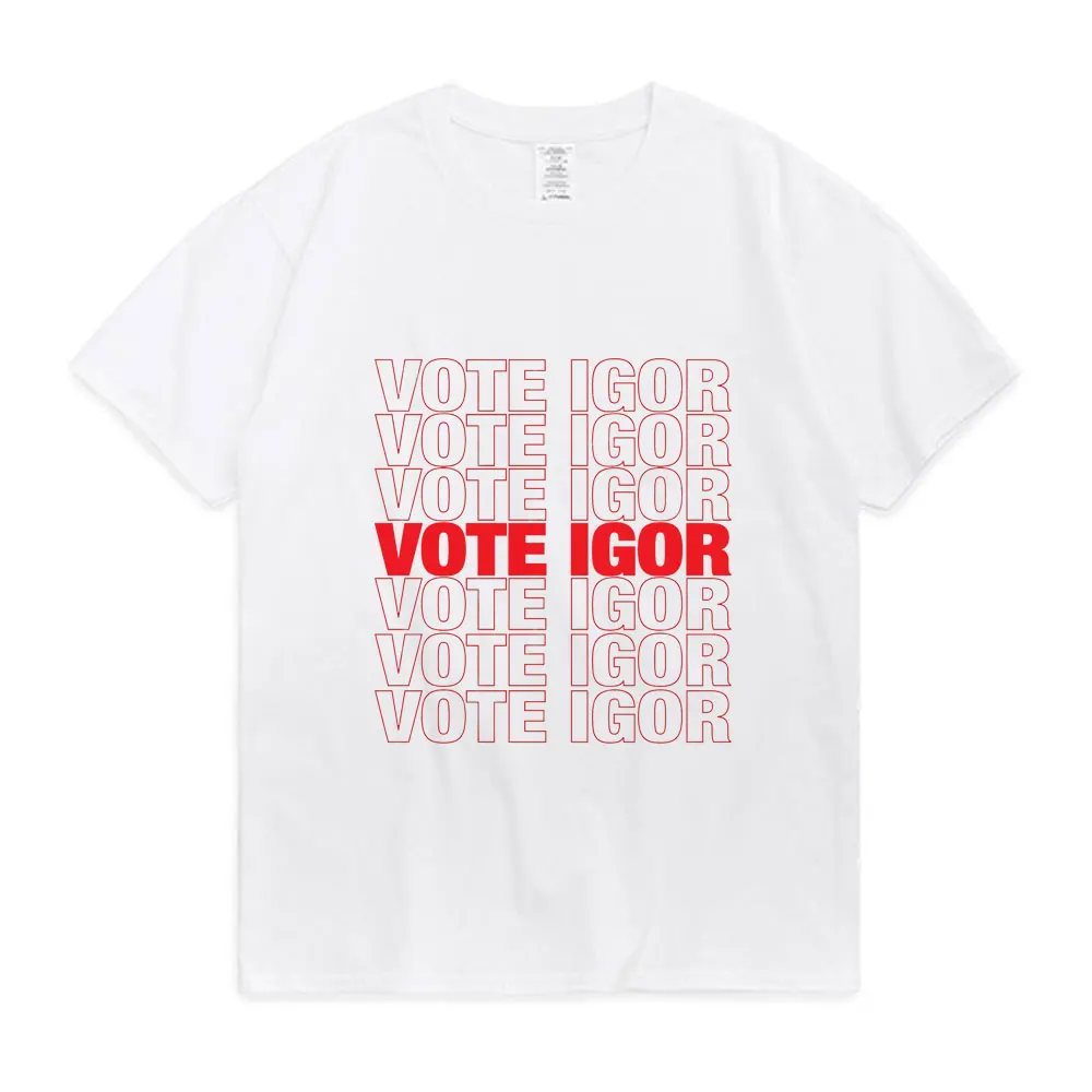 

Vote Igor T-shirt Men's Women's Clothing 2021 Summer New White T Shirt Hip Hop Rap Print Short Sleeve Top Trendy All-match Tees