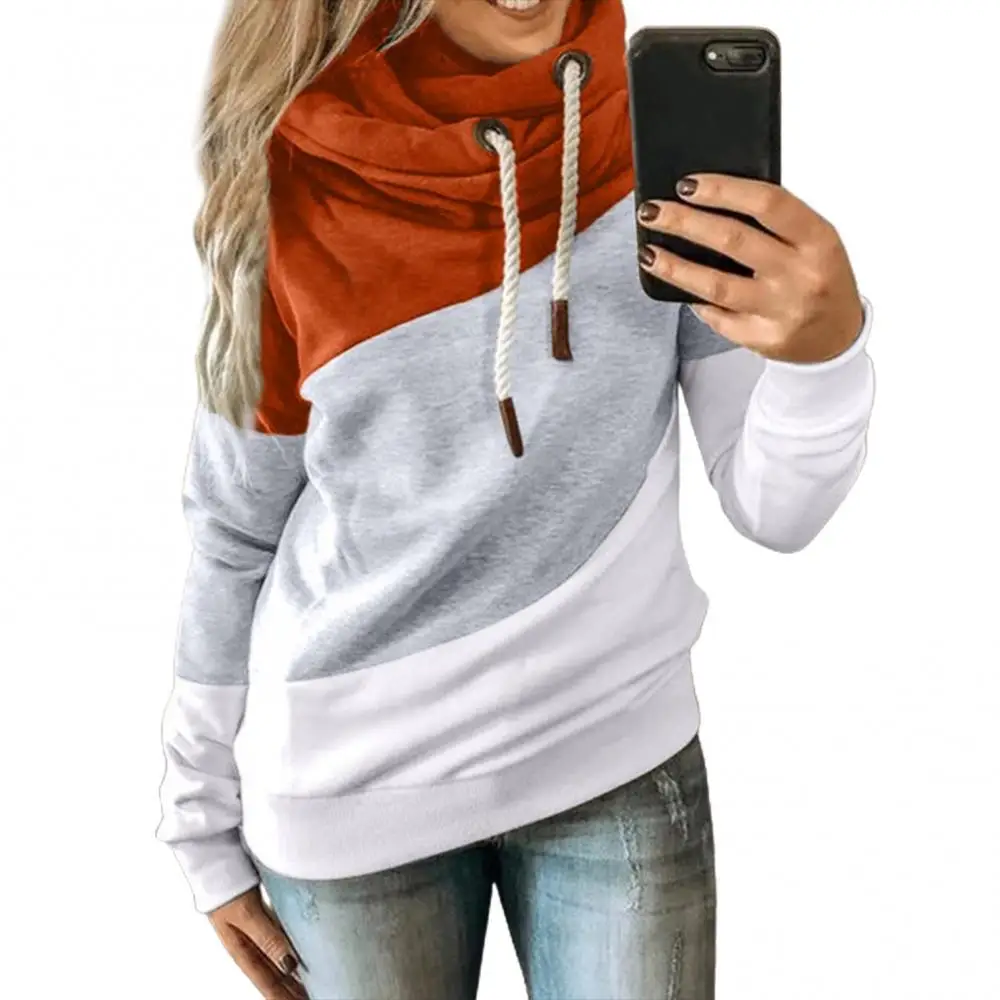 

Women Sweatshirts Long Sleeve Casual Sports Stitching Hoodie Cotton Blend Sweatshirt Lady Hoodies Autumn Winter
