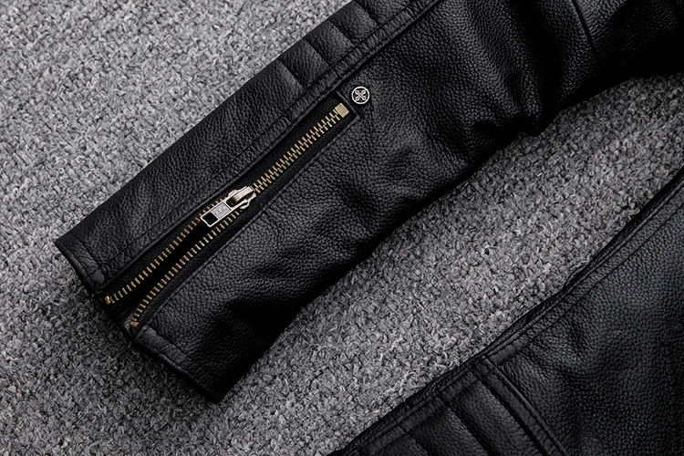 Black Men Skulls Embroidery Motorcycle Leather Jacket Plus Size XXXXL Genuine Cowhide Spring Slim Fit Biker's Leatther Coat
