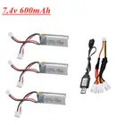 Литий-Полимерный Аккумулятор 7,4 В, 600 мАч для WLtoys F959 XK DHC-2 A600 A700 A800 A430 7,4 Втч, запасные части для РУ дрона в, 2s, литий-полимерный аккумулятор