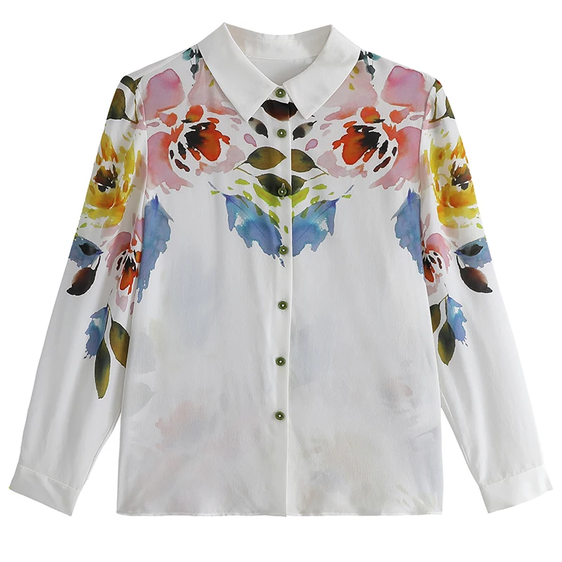 

Floral Print Silk Womens Tops And Blouses Elegant Plus Size Women Clothes Tunic Camisas Ropa Mujer Tunika Kimono Office Blouse