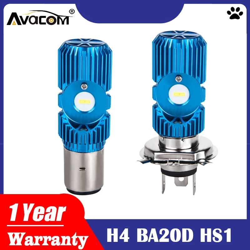 Светодиодная фара для мотоцикла Avacom H4 BA20D HS1 12V 20W 6500K белая супер яркая лампа