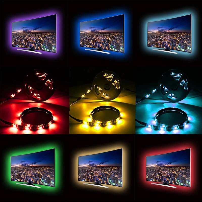 

LED Strip Light With Diode TV Background Ribbon Flexible Controller RGB 5050 1M DC 12V Z20 SMD SMD5050 Living Room Sports 3000K