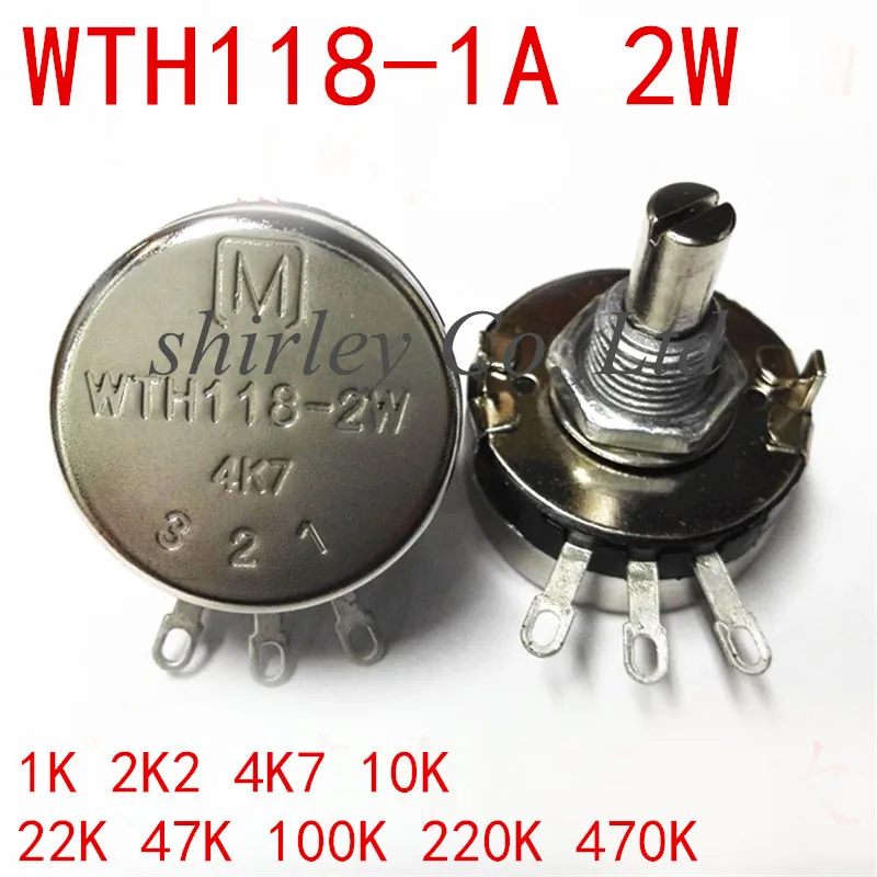 

100% новый WTH118-1A 2 Вт 1K 2K2 4K7 10K 22K 47K 100K 220K 470K 1 м ом вращающийся конический потенциометр переключатель 10 шт.