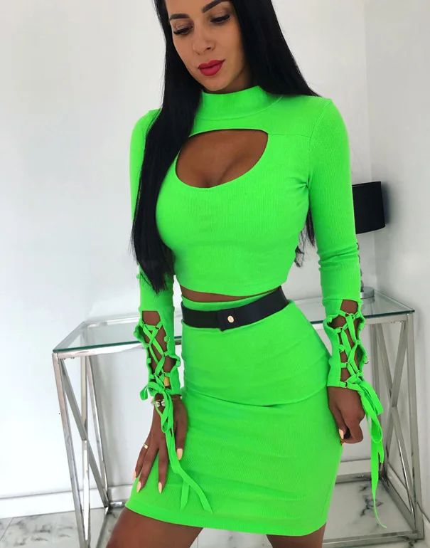 Сексуальная Женская трикотажная одежда с двумя дырками высоким воротом длинными