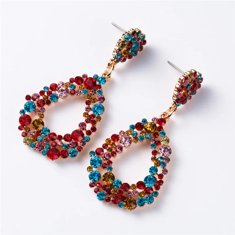 Яркие модные блестящие серьги с блестящими акриловыми каплями в европейском