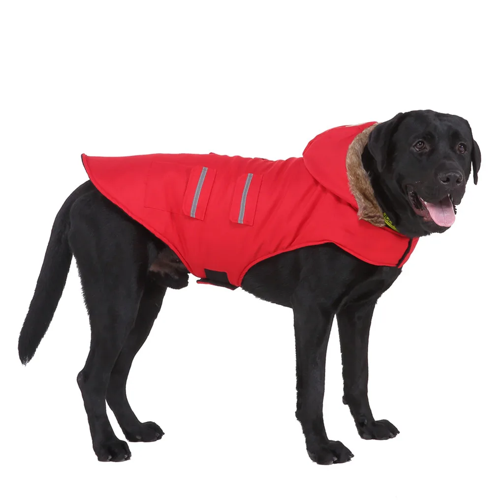 Transer Golden Retriver, Большие куртки для собак, искусственный мех, верхняя одежда с капюшоном, зимняя теплая одежда для собак, одежда для маленьких, средних и больших собак 9822