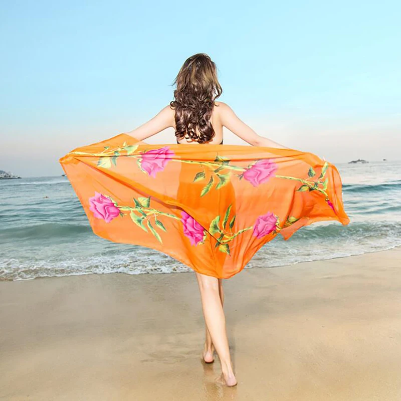 

180x100cm Pareo Scarf Women Beach Sarongs Beach Cover Up Summer Chiffon Scarves Geometrical Design Plus Size