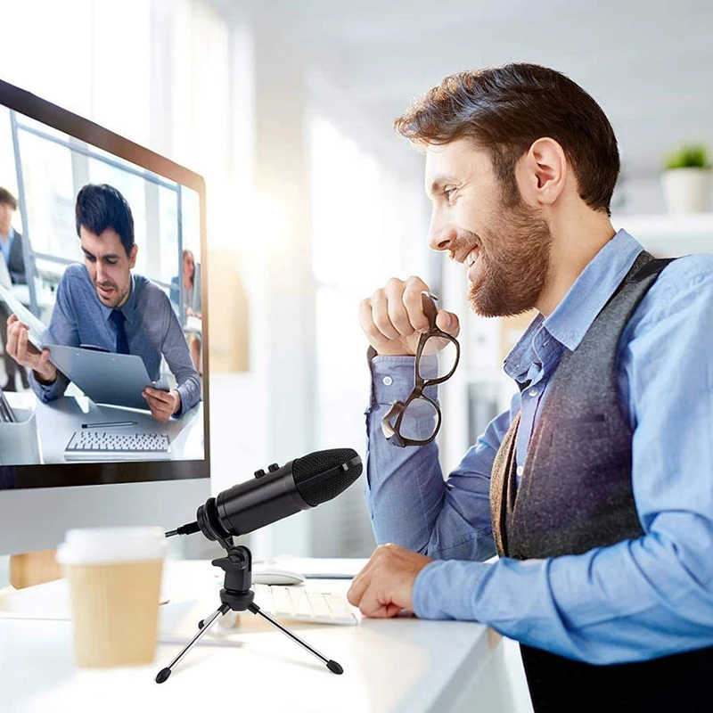 Конденсаторный микрофон компьютер USB подставка для игр подкастов чаты видео Youtube