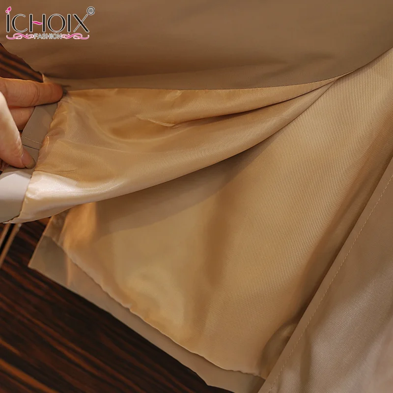 

ICHOIX Fashion Fall Winter 2020 Casual Cotton Trench Coat Oversize L-4XL Vintage Long Coats Women's Autumn Winter Overcoats