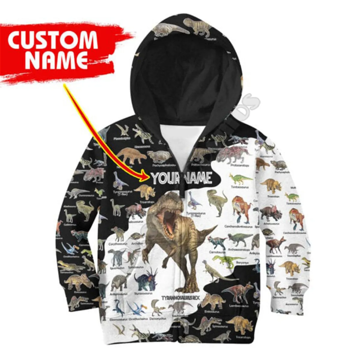 

Love Dinosaur Printed Hoodies Kids Pullover Customize your name Sweatshirt Tracksuit T Shirts Boy Girl Funny Animal Apparel 23