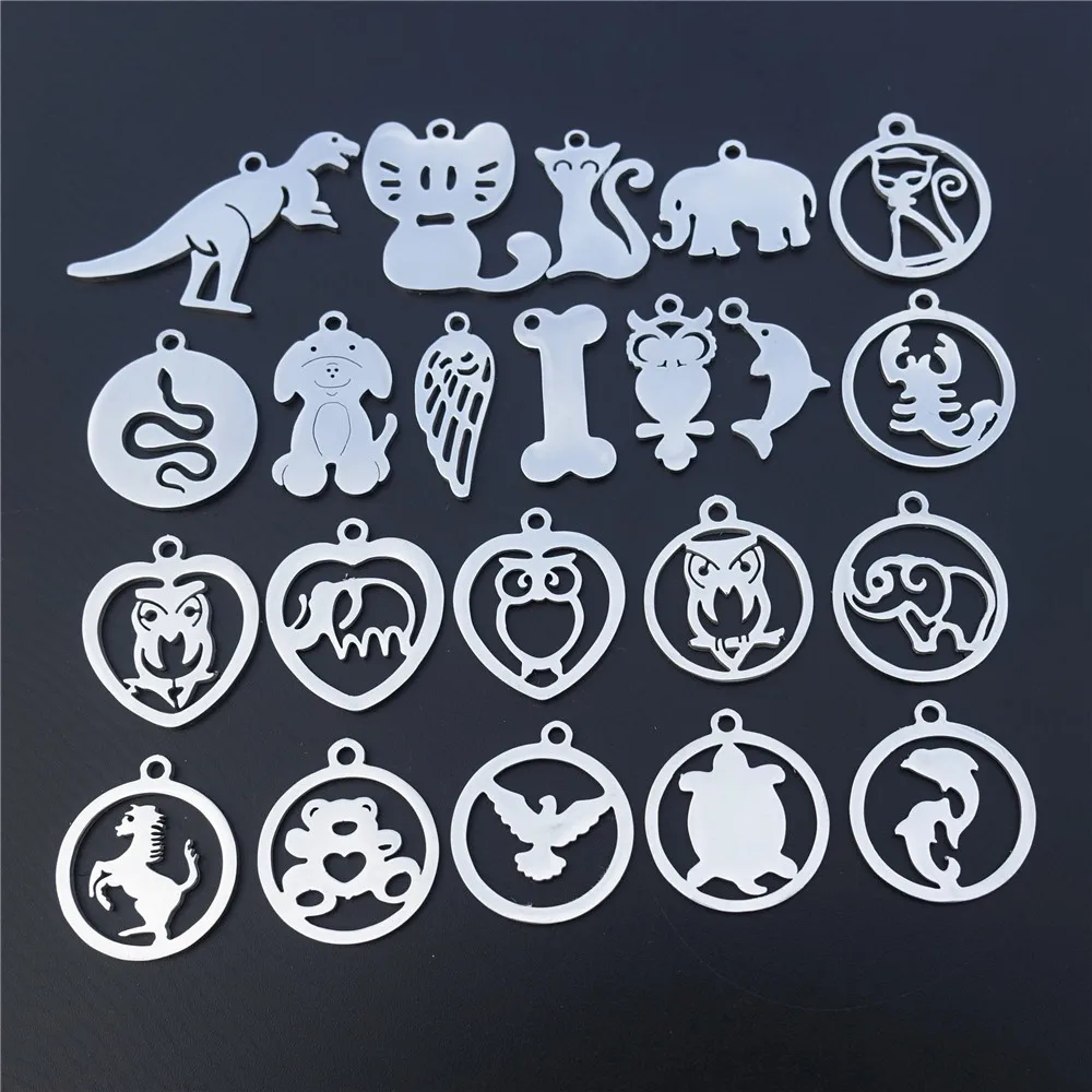 Динозавр медведь змея собака кость кошка сова жеребенок подвески из нержавеющей