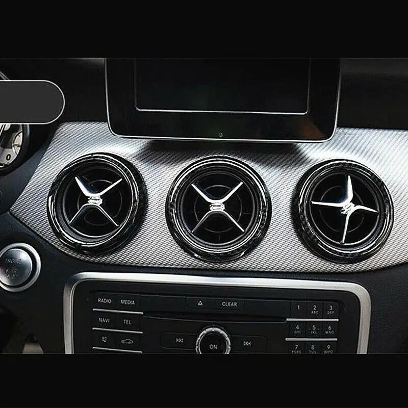 

5Pcs Carbon ABS Front Air Vent Circle Decoration Trim Cover For Mercedes-Benz CLA
