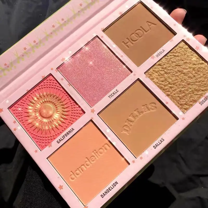 Хайлайтер для макияжа палитра бронзер лица пигментированная мерцающая пудра