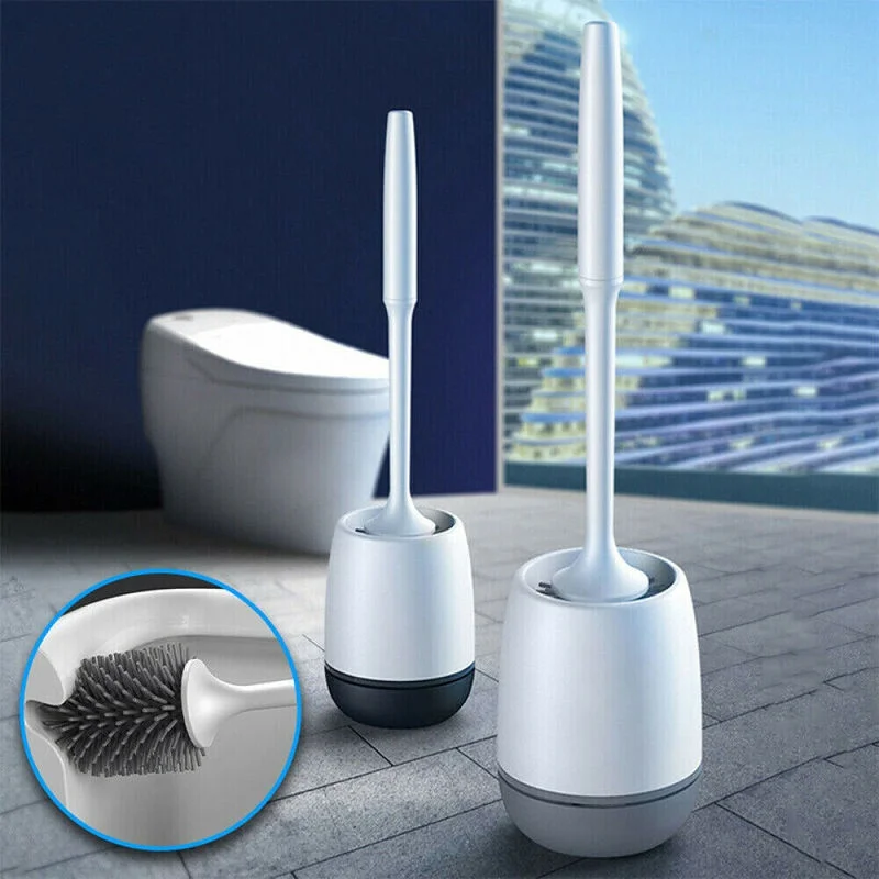 

Cleaning Brush Set Bathroom Accessories Toilet Long Handle Silicone Toilet Brush with Toilet Brush Holder