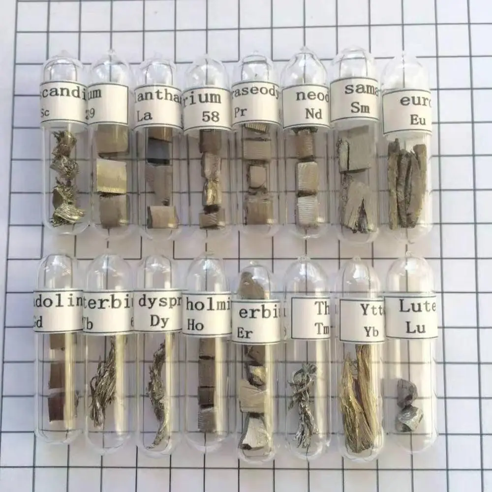 Metales de tierras raras, citterbium, Thulium, lutetio, escandio, samario, Europium, gadolinio, Erbium, Terbium, disprosium, Holmium.-0