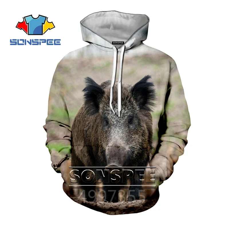 SONSPEE New Wild Boar Animal PIG 3D Print Sweatshirt Children Hoodies BOYS GIRLS teens Streetwear Hoodies Pullover kid top C130