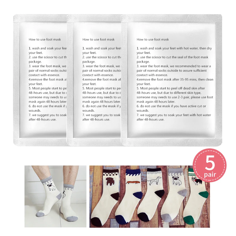 

3 пары, отбеливающая маска для ног, 5 пар