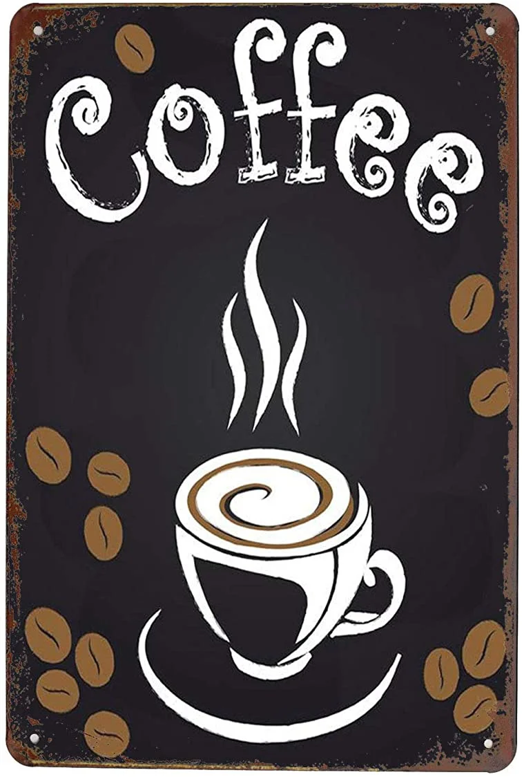 

SUMIK Fresh Coffee Cappuccino Beans Metal Tin Sign, Vintage Poster Plaque Wall Decor