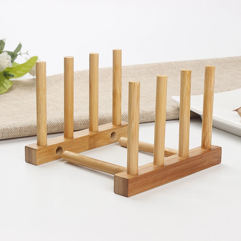 Новая бамбуковая полка для кухонных тарелок хранения кастрюль столовых приборов
