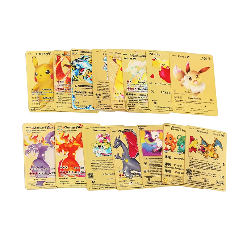 

2021 NEW Pokemon Cards Vmax GX Metal Card PIKACHU Charizard Golden Vmax Card Collection Gift Kids Game Collection Cards