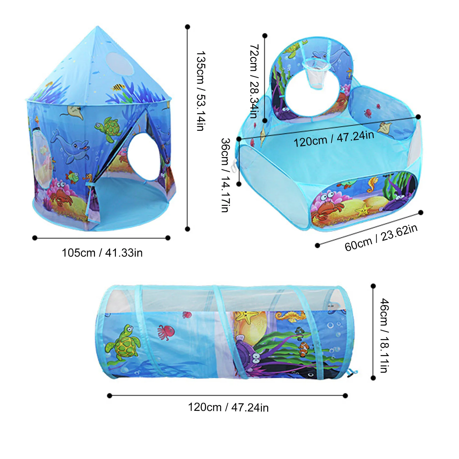 

Children's Indoor Tent Three-piece Ocean Ball Pool Fence Play House Princess Castle Baby Crawling Play House Toy Tent